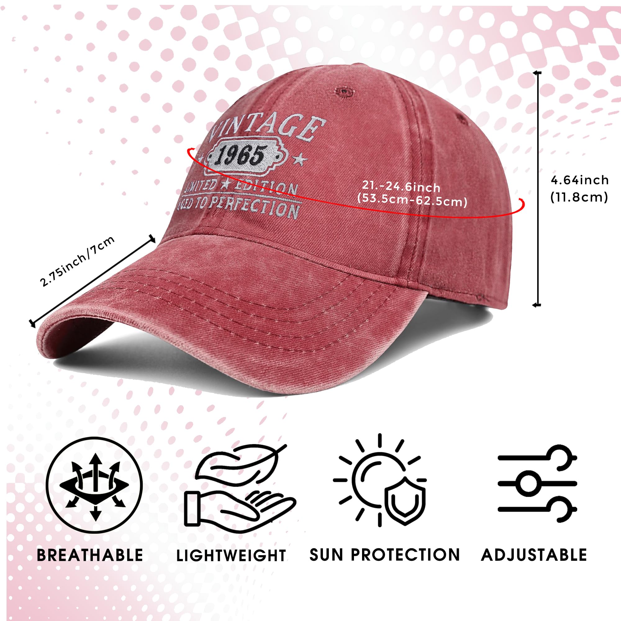 Embroidered pattern detail on 1965 hat in red