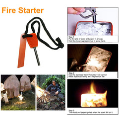 EMDMAK survival kit fire starter in action for quick kindling sparks