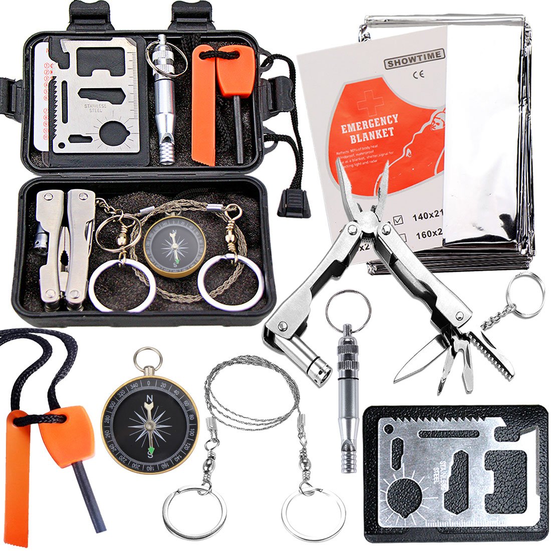 EMDMAK survival kit waterproof case closeup for rugged outdoor use