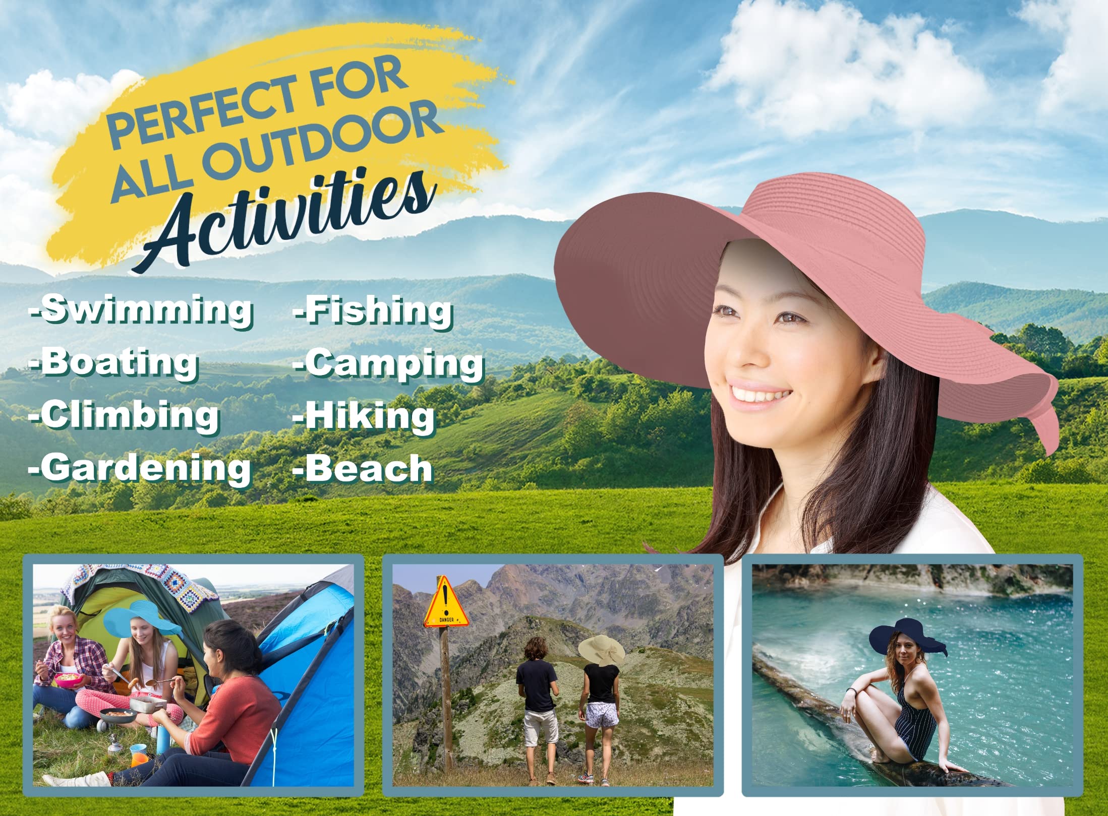 EMEM Apparel wide brim hat pairs with beach-ready looks for sunny days.