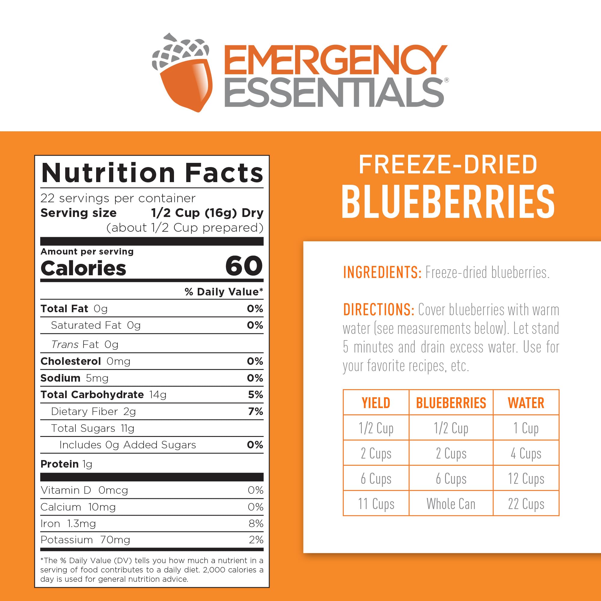 Emergency Essentials blueberries atop a breakfast bowl, versatile topping.