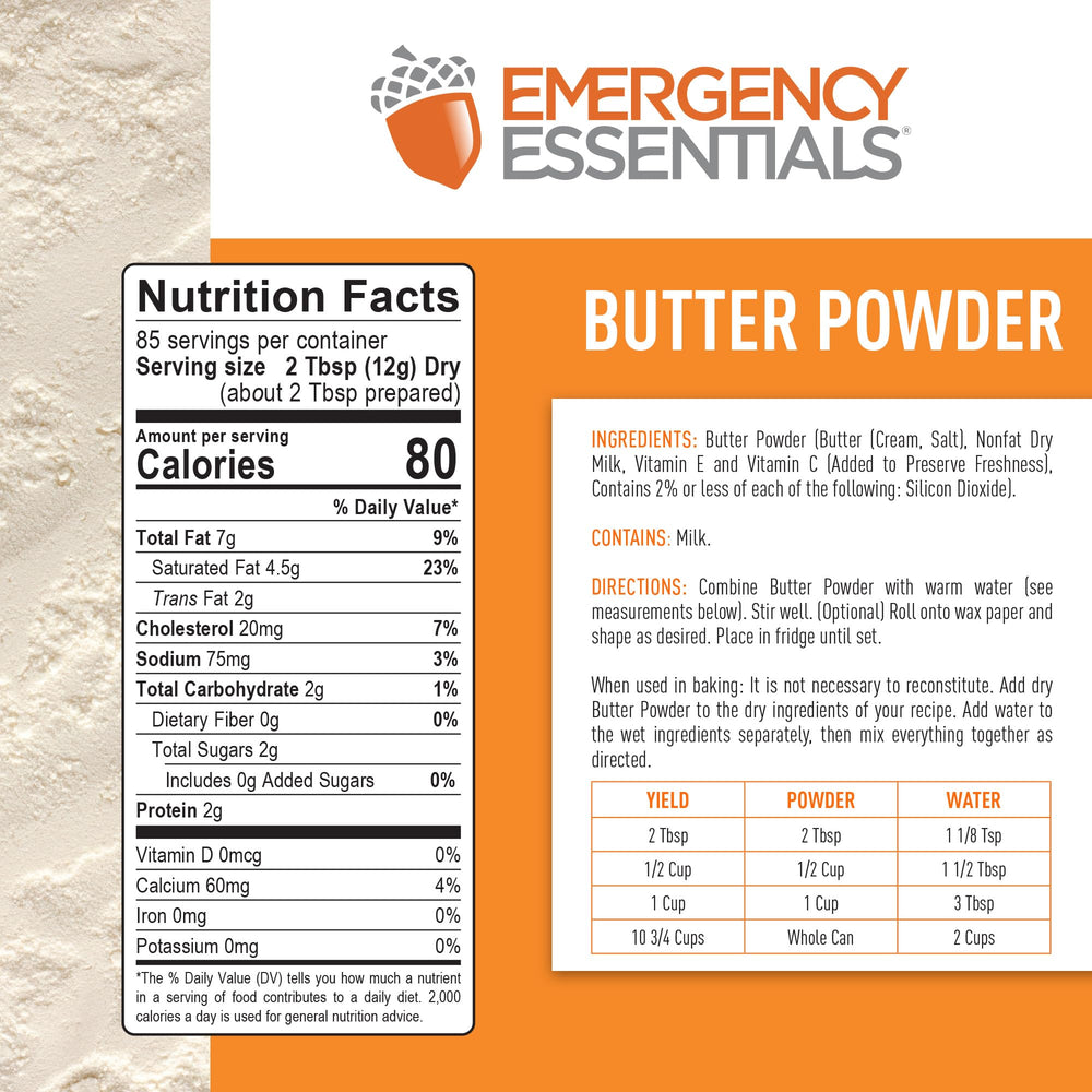 Emergency Essentials Butter Powder – 2 lb Can, 10-Year Shelf Life ...