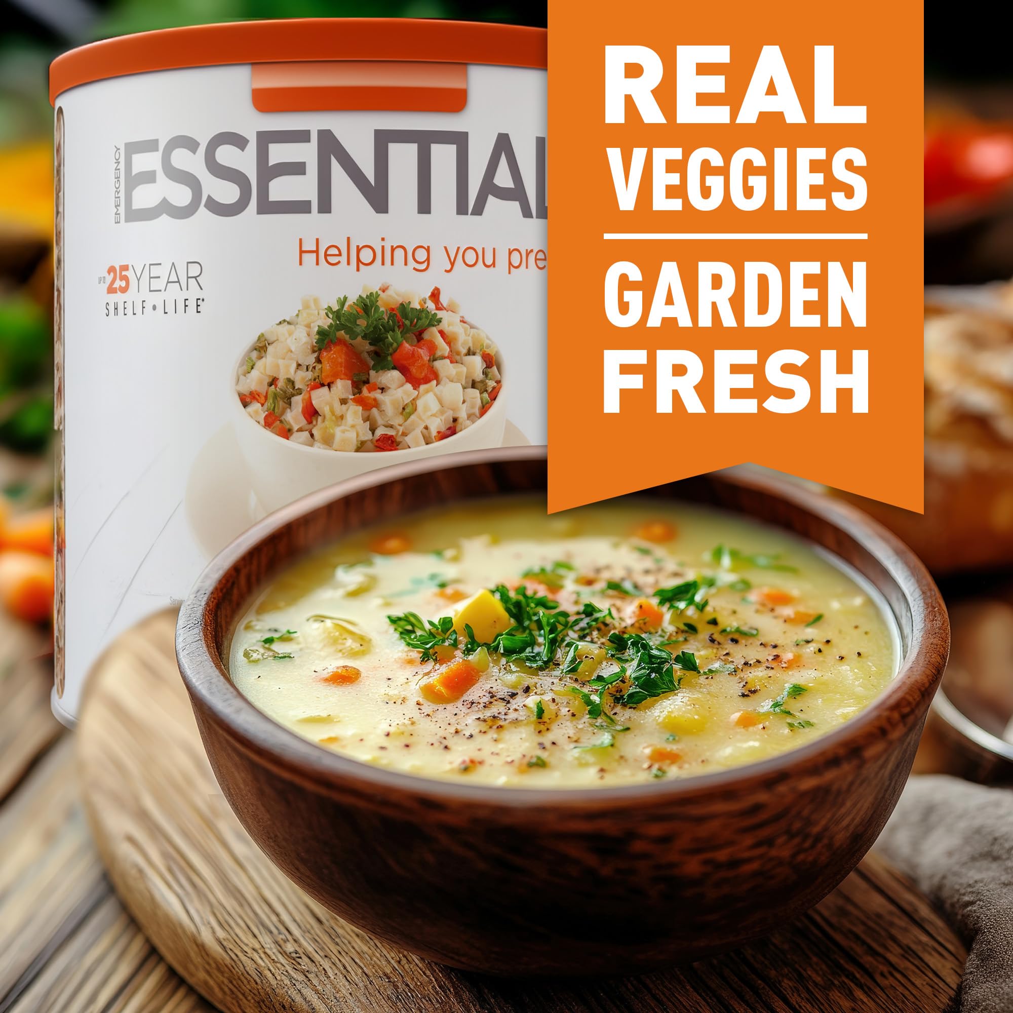 Nutrient-dense mix provides calories and protein for balanced emergency meals.
