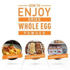 Emergency Essentials egg powder reconstituted in bowl, fluffy texture.