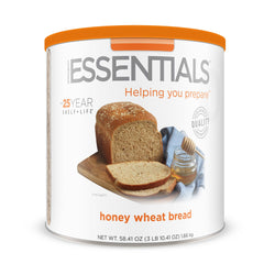 Emergency Essentials honey-wheat bread in a sturdy can for long-term pantry storage.