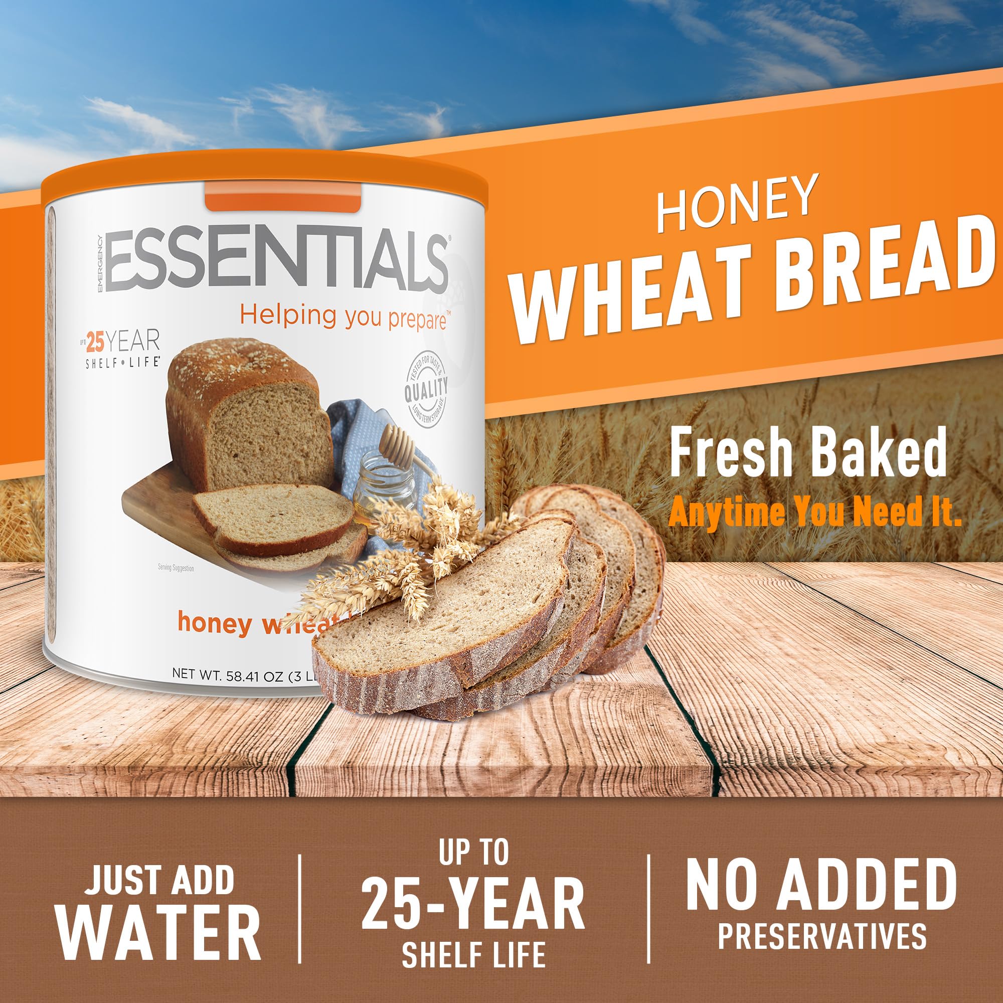 Emergency Essentials sliced bread ready to toast, highlighting versatile meal options.