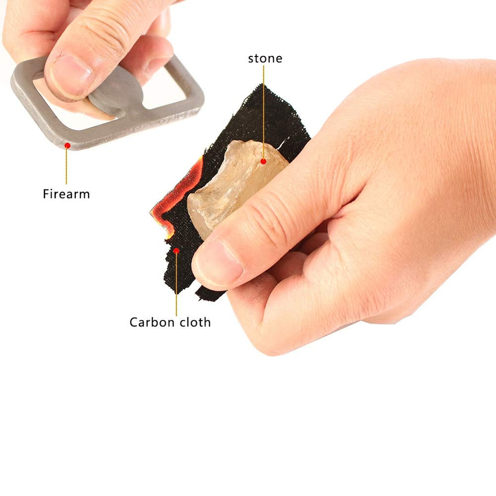Emergency fire starter shown with packaging for storage convenience.