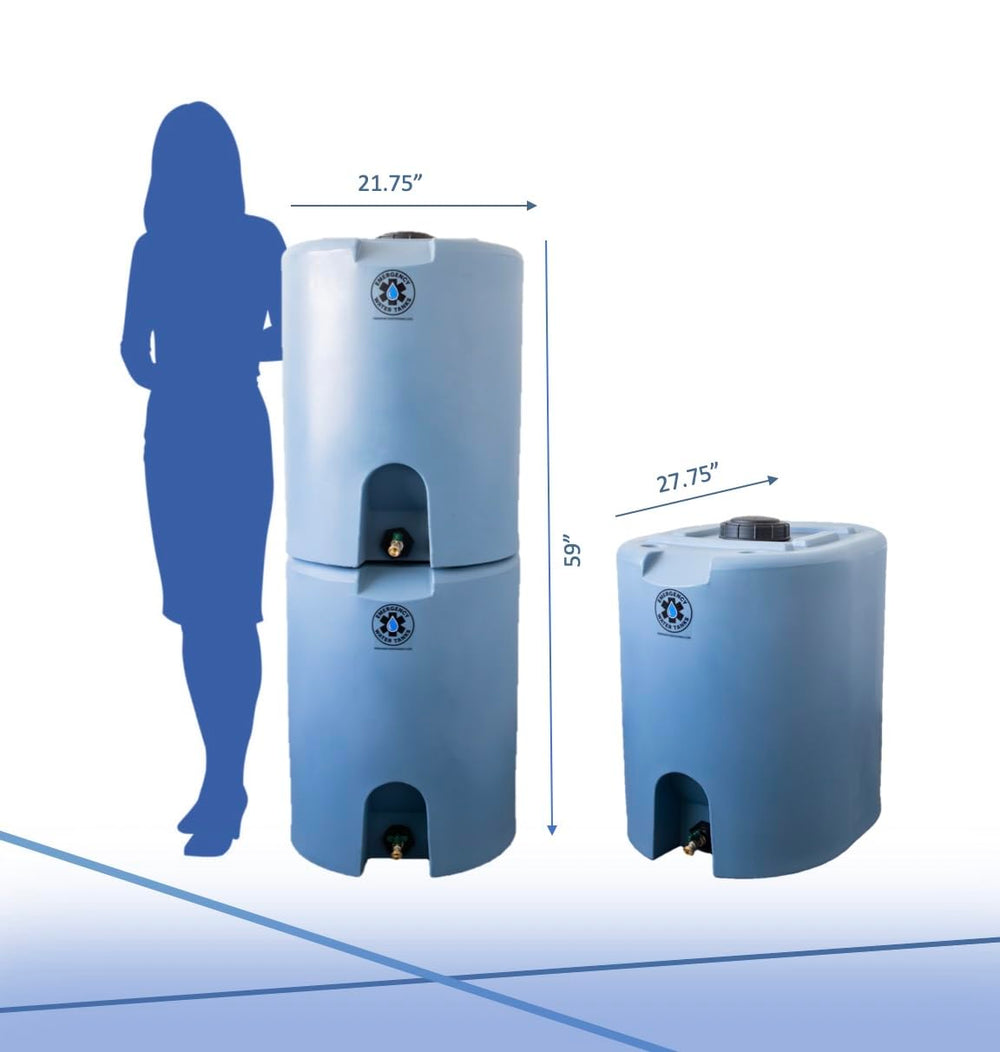 Emergency Water Tanks 55-gallon emergency water storage for family preparedness.