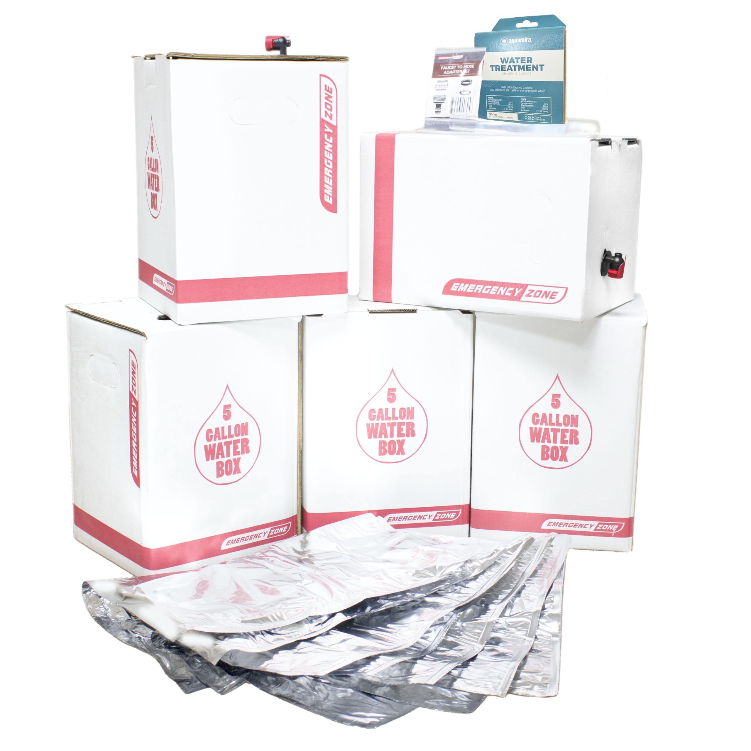 Emergency Zone 25-gallon stackable boxes save space in storage for emergencies.