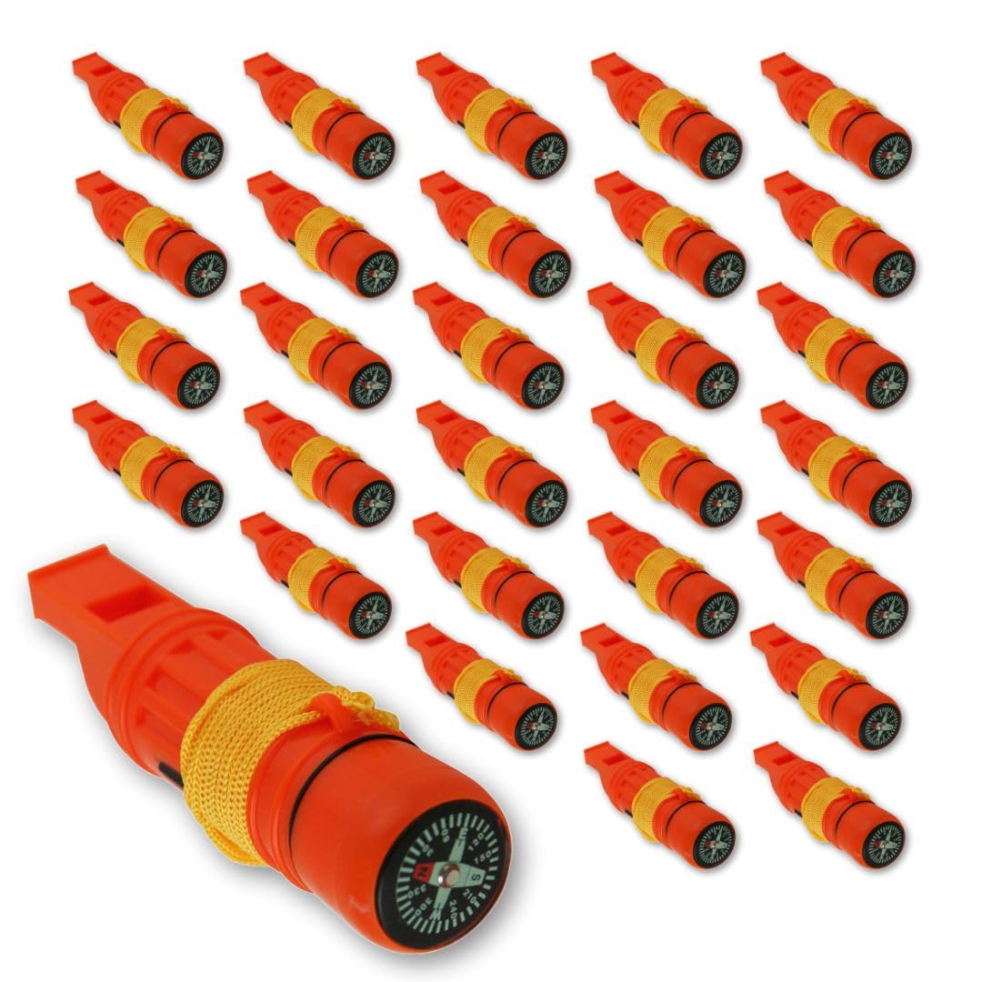 Emergency Zone 5-in-1 Survival Whistle with compass aids quick navigation and distant signaling.