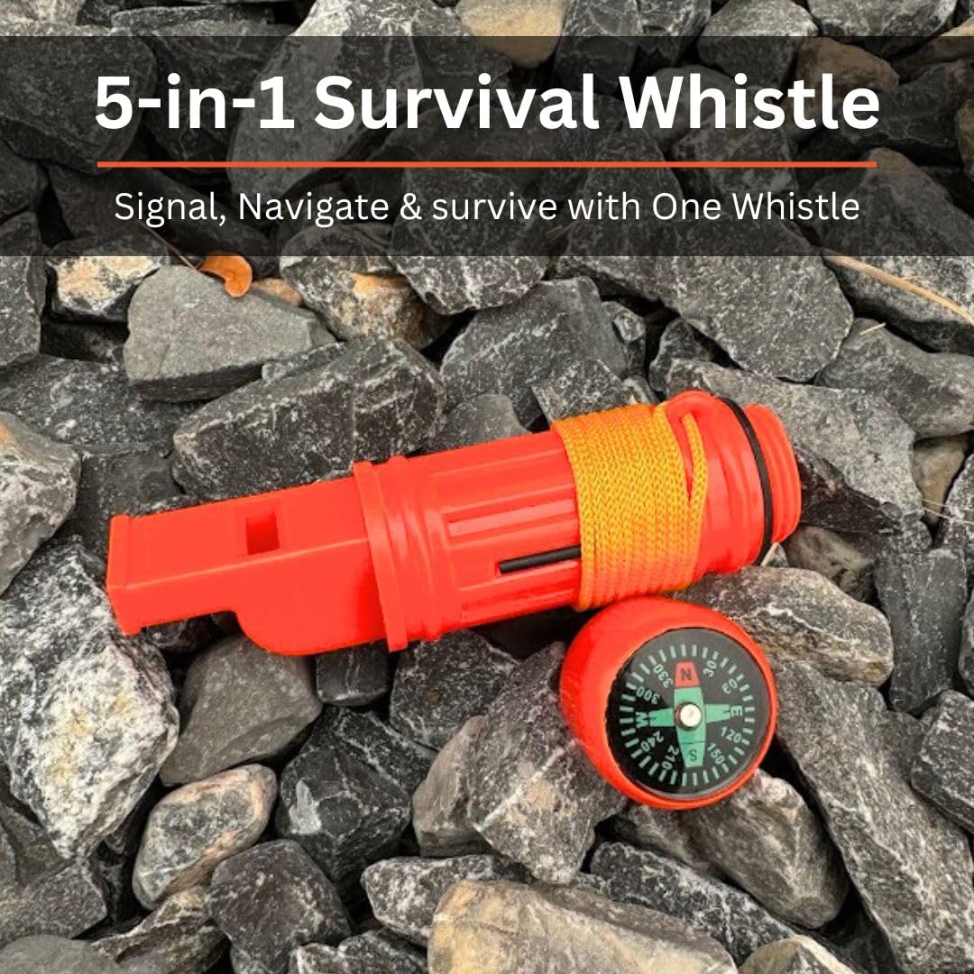 Emergency Zone whistle with waterproof container protects small valuables from moisture.