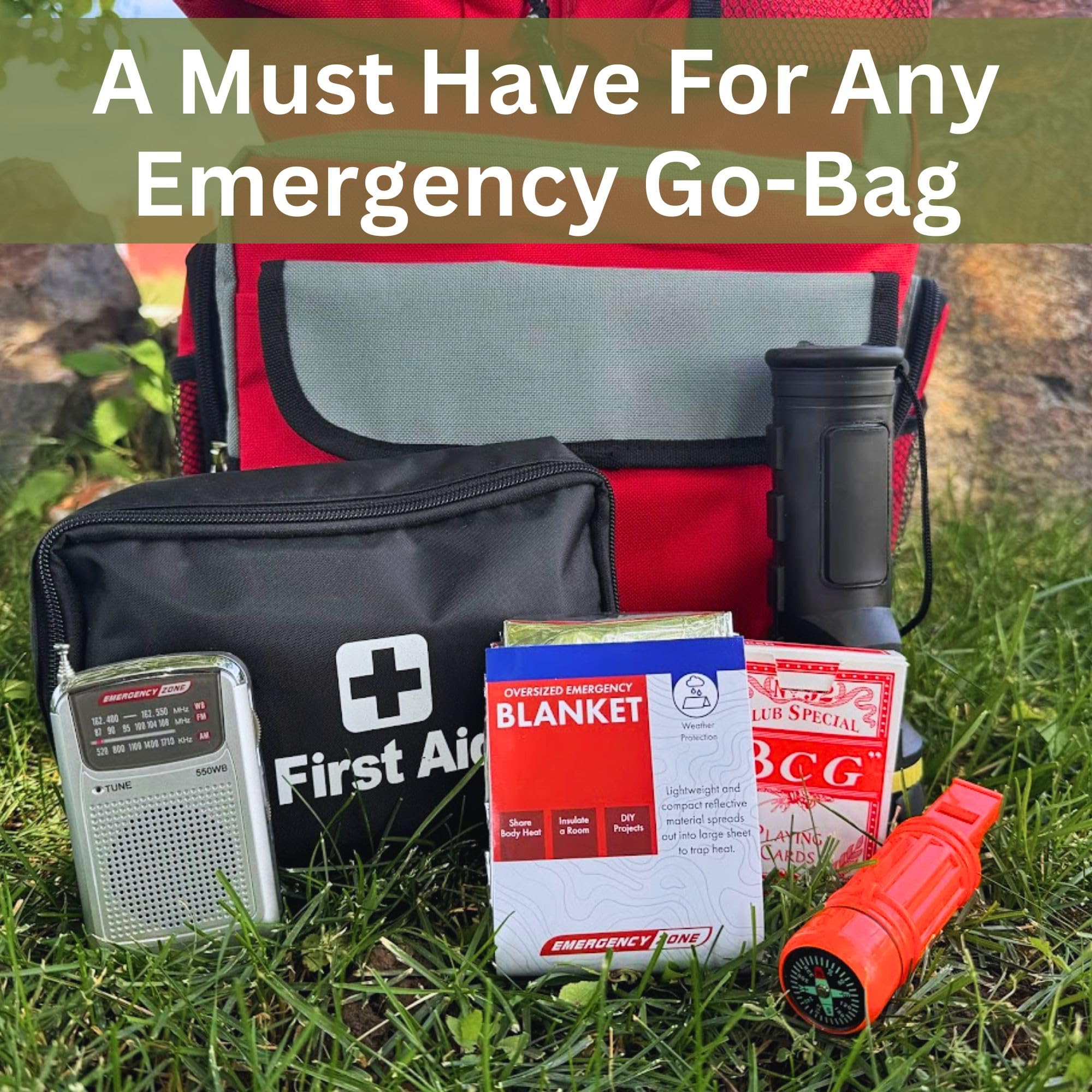 Emergency Zone blanket improves visibility for rescue signaling in low light.