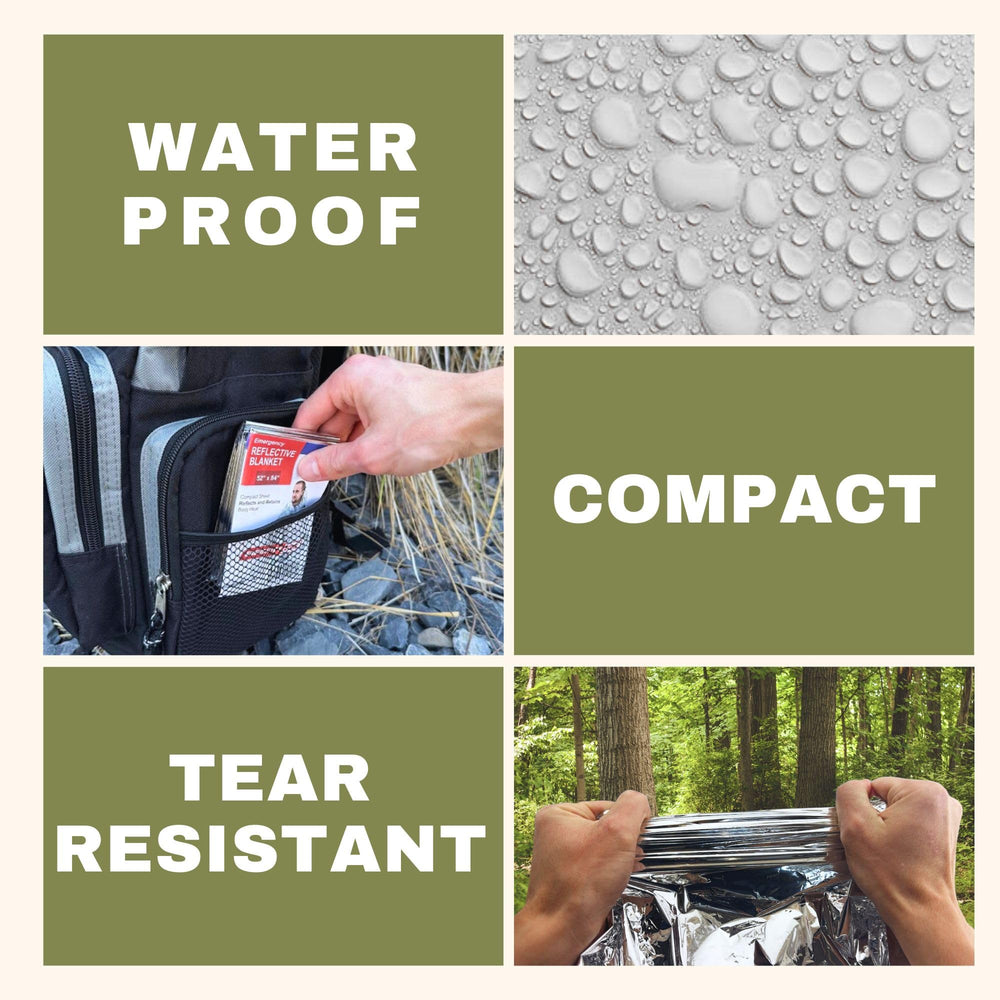 Emergency Zone blanket shows reflective surface for visibility