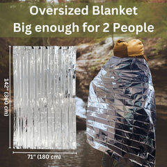 Emergency Zone wind and water resistant blanket protecting you from elements.