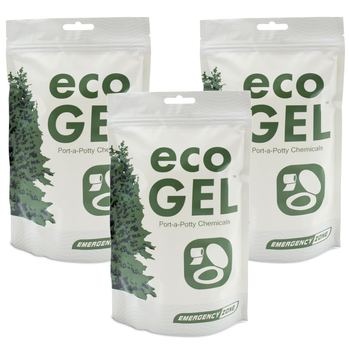Emergency Zone Eco Gel Porta Potty chemicals pack for mess-free camping waste management.