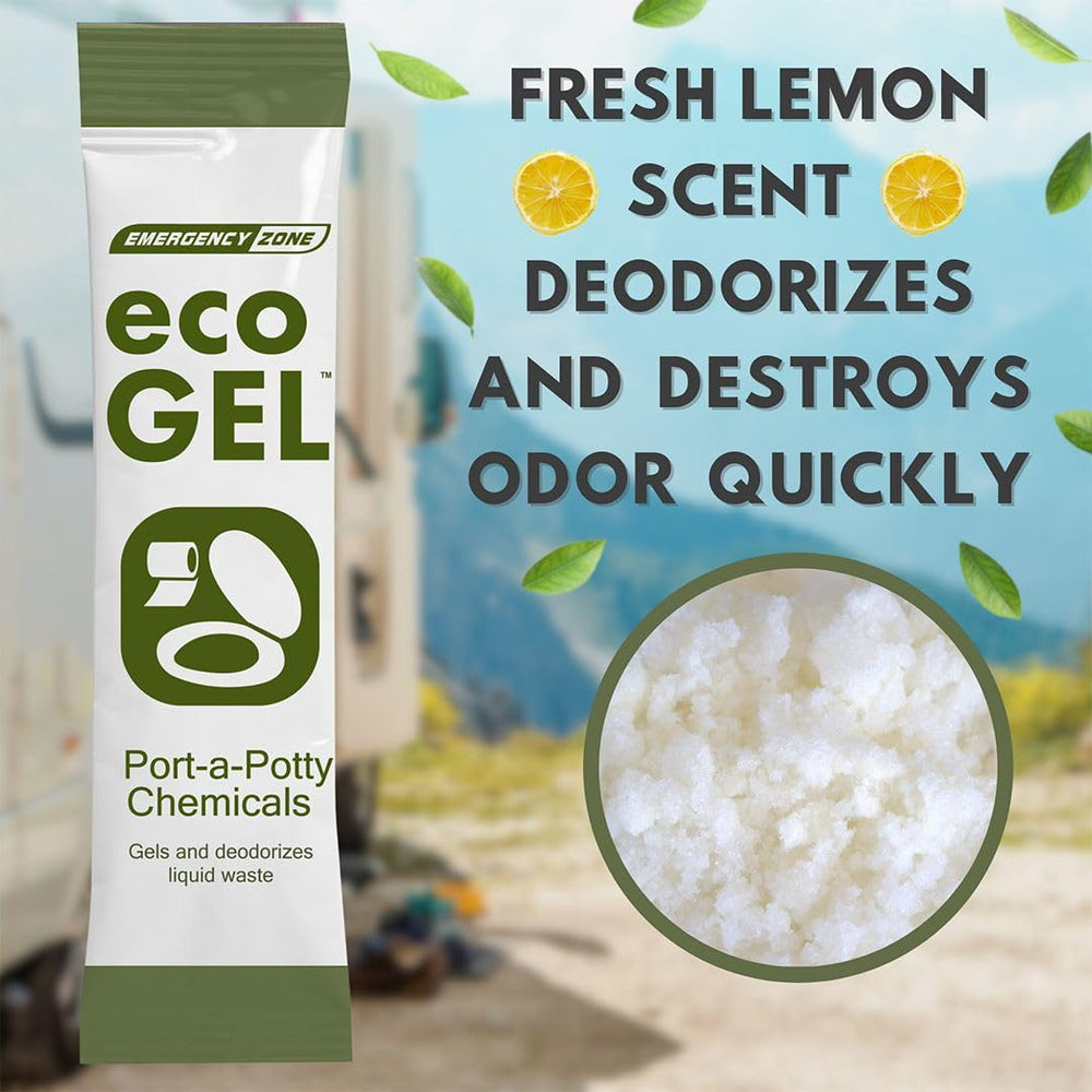 Emergency Zone Eco Gel deodorizer lemongrass scent neutralizes odors.