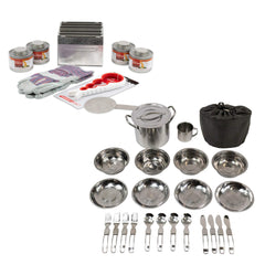 Emergency Zone four-can fuel storage set with foldable stove for field cooking.