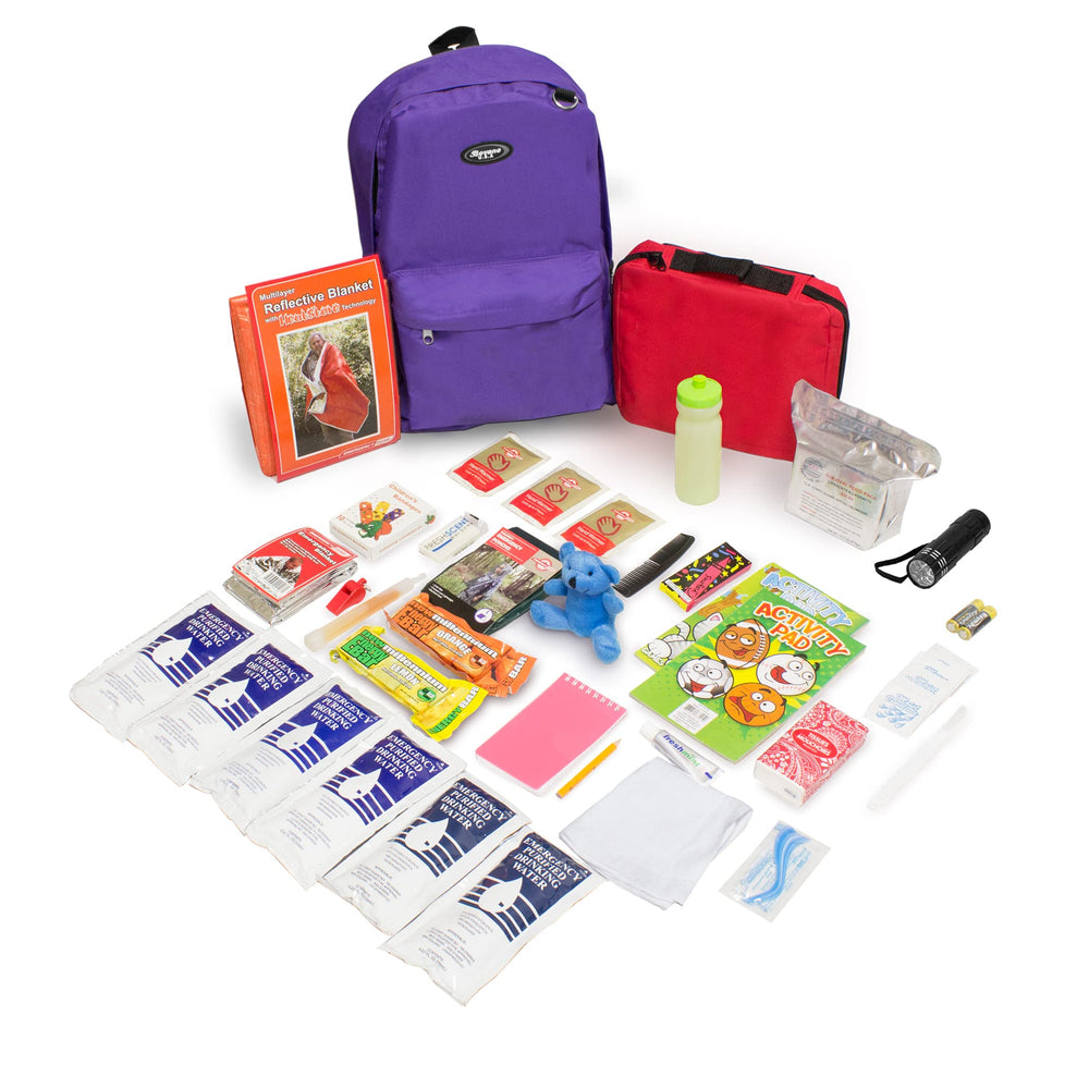 Emergency Zone Keep-Me-Safe child deluxe backpack for quick access during emergencies.