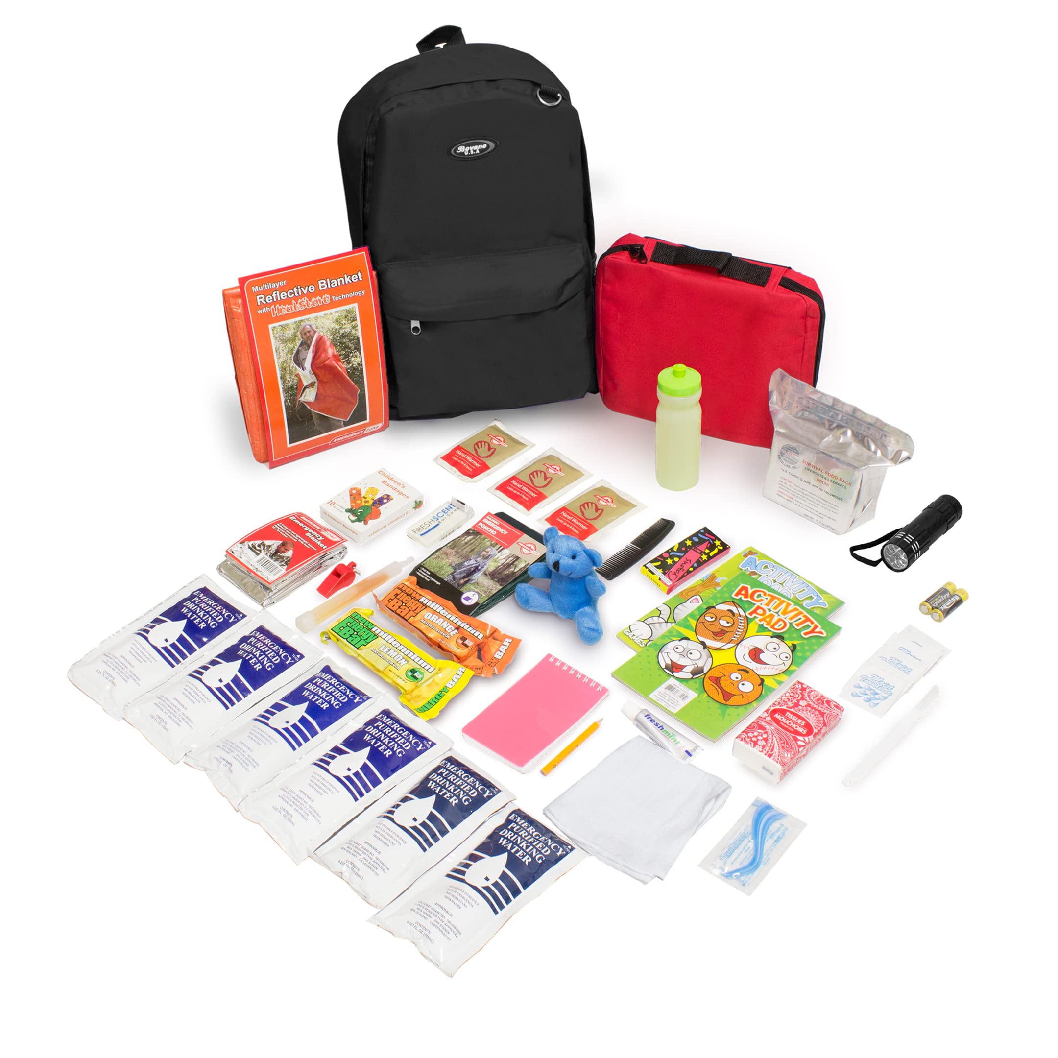 Emergency Zone Keep-Me-Safe 72-Hr backpack ready for family emergencies and kid-focused use.