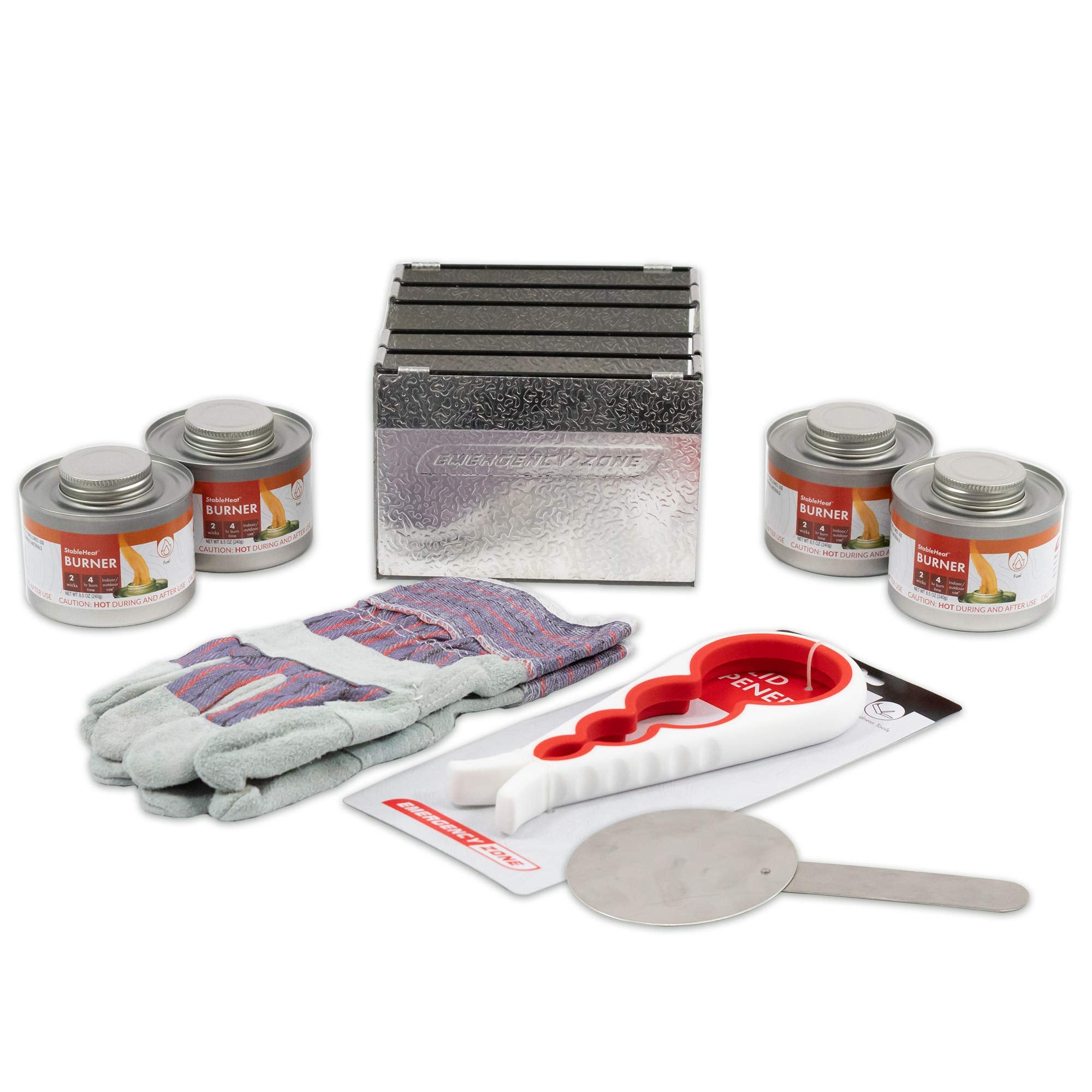 Emergency Zone StableHeat fuel cell delivers steady heat for camping meals.