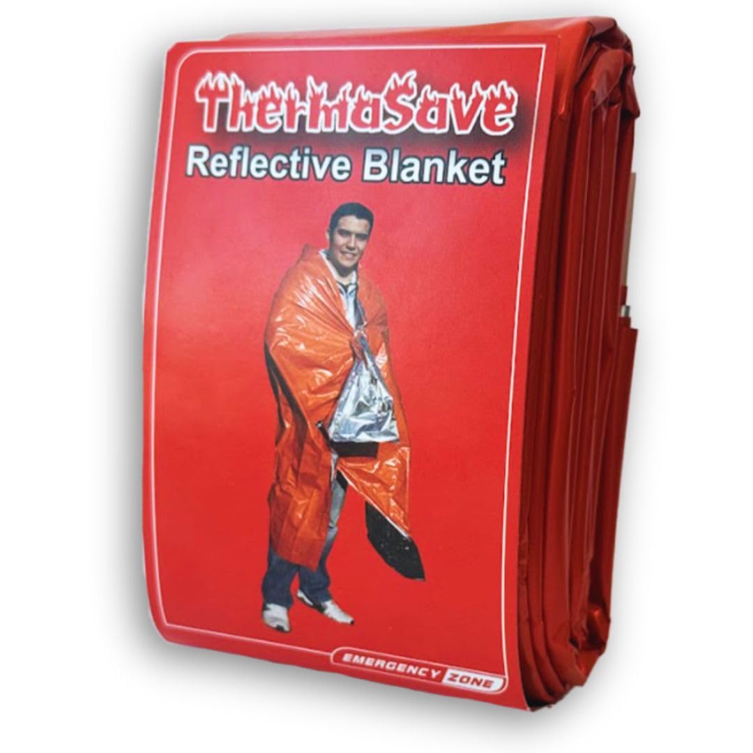 Emergency Zone ThermaSave Blanket shows heat retention ideal for cold-weather emergencies.