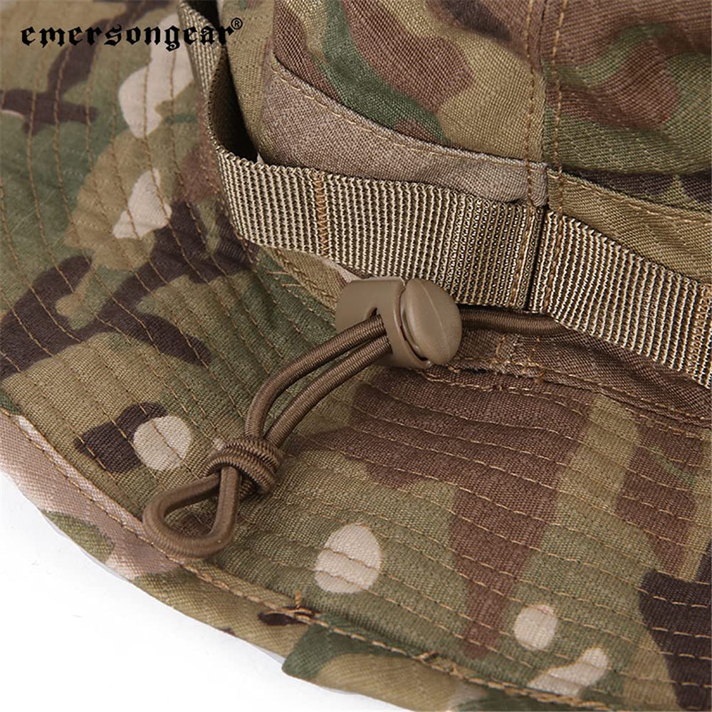 EMERSONGEAR boonie hat brim adjusted close to face for mosquito-prone environments