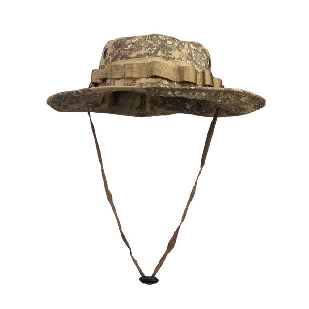 EMERSONGEAR tactical boonie hat close-up shows camo fabric and rugged stitching for outdoor durability