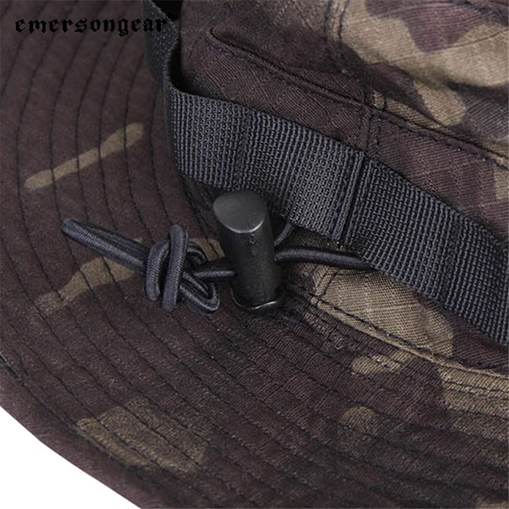 EMERSONGEAR boonie hat chin strap close-up demonstrates secure adjustable fit