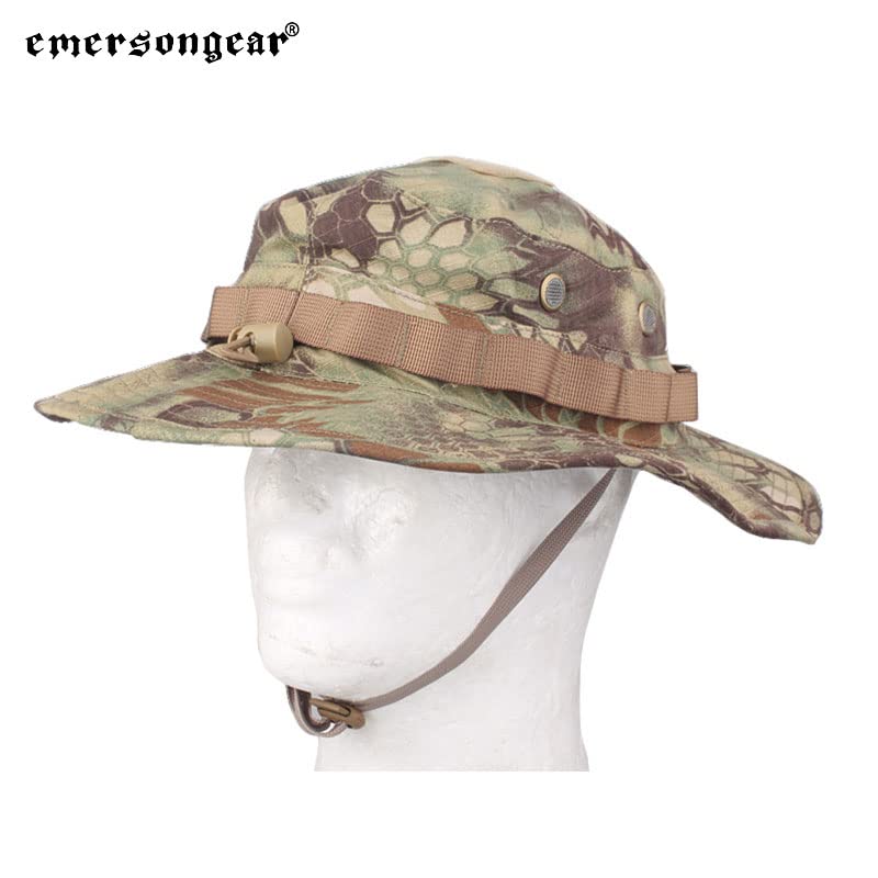 EmersonGear hat features MOLLE webbing for quick camouflage attachments.