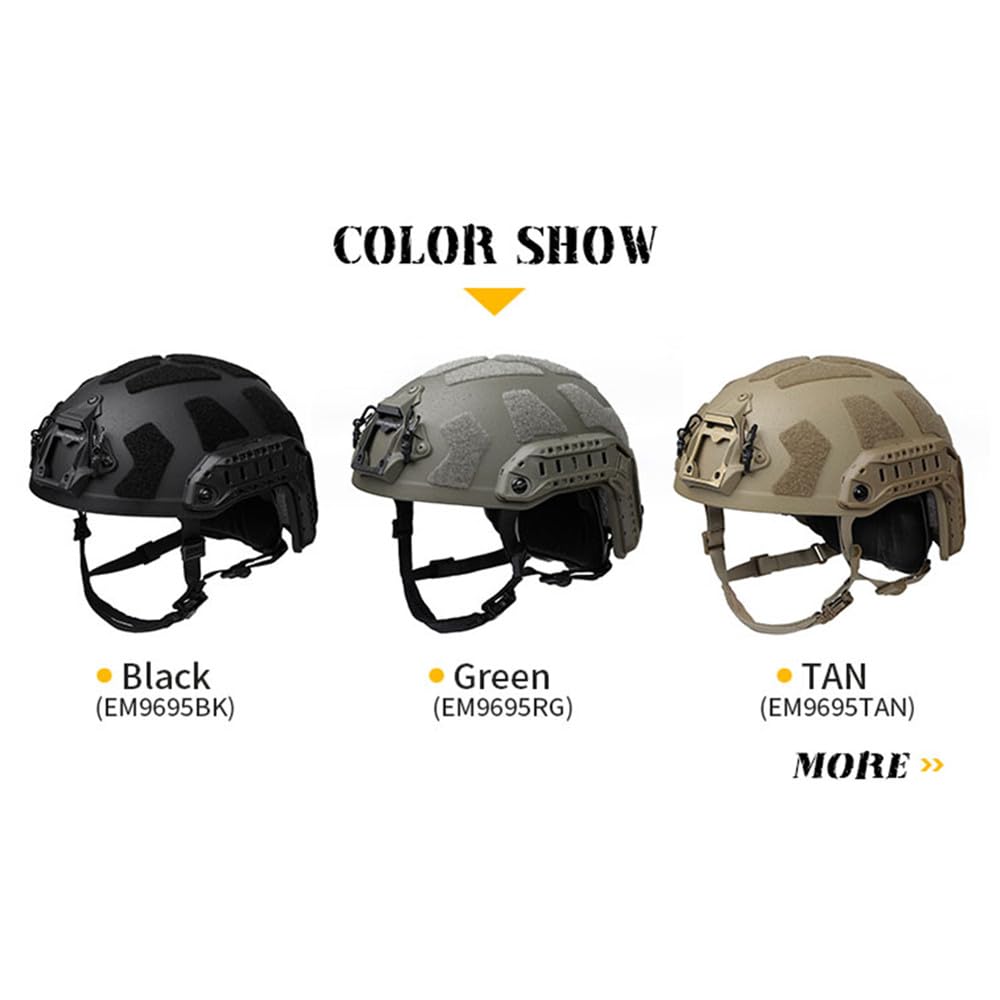 Emersongear Fast SF helmet size label showing ranges