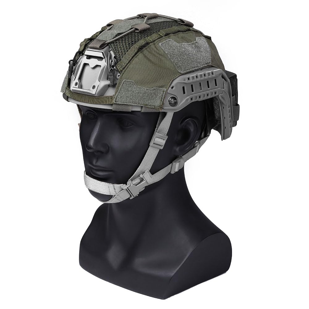 Emersongear OC A4 helmet cover side view demonstrates universal fit across SF SM LXL