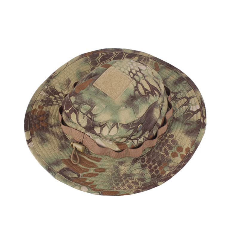 EmersonGear tactical boonie hat in camo with adjustable chin strap for a secure fit.