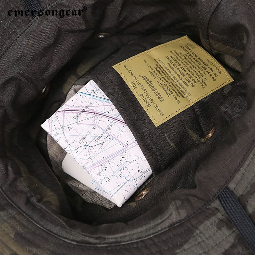 EMERSONGEAR tactical boonie hat side view camo displays rugged profile and gear compatibility