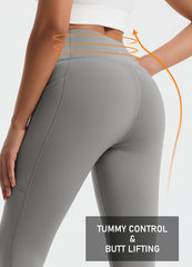 Emlovm high waistband supports tummy control during jumps and stretches.
