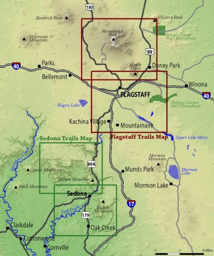 Emmet Barks Cartography Flagstaff Trails Map coverage shows campgrounds and trailheads for navigation.