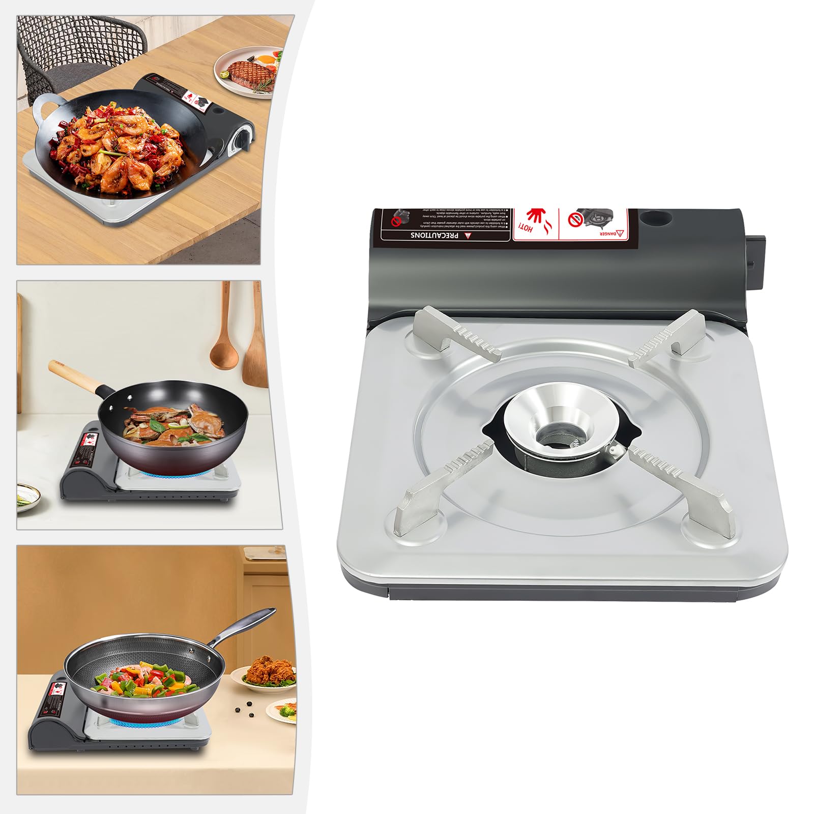 Emmliy stove uses iron and aluminum for rugged outdoor durability.