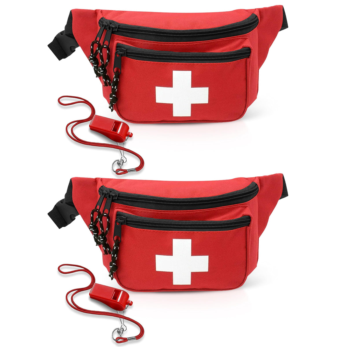 EMS XTRM lifeguard fanny pack red on beach for quick access to essentials