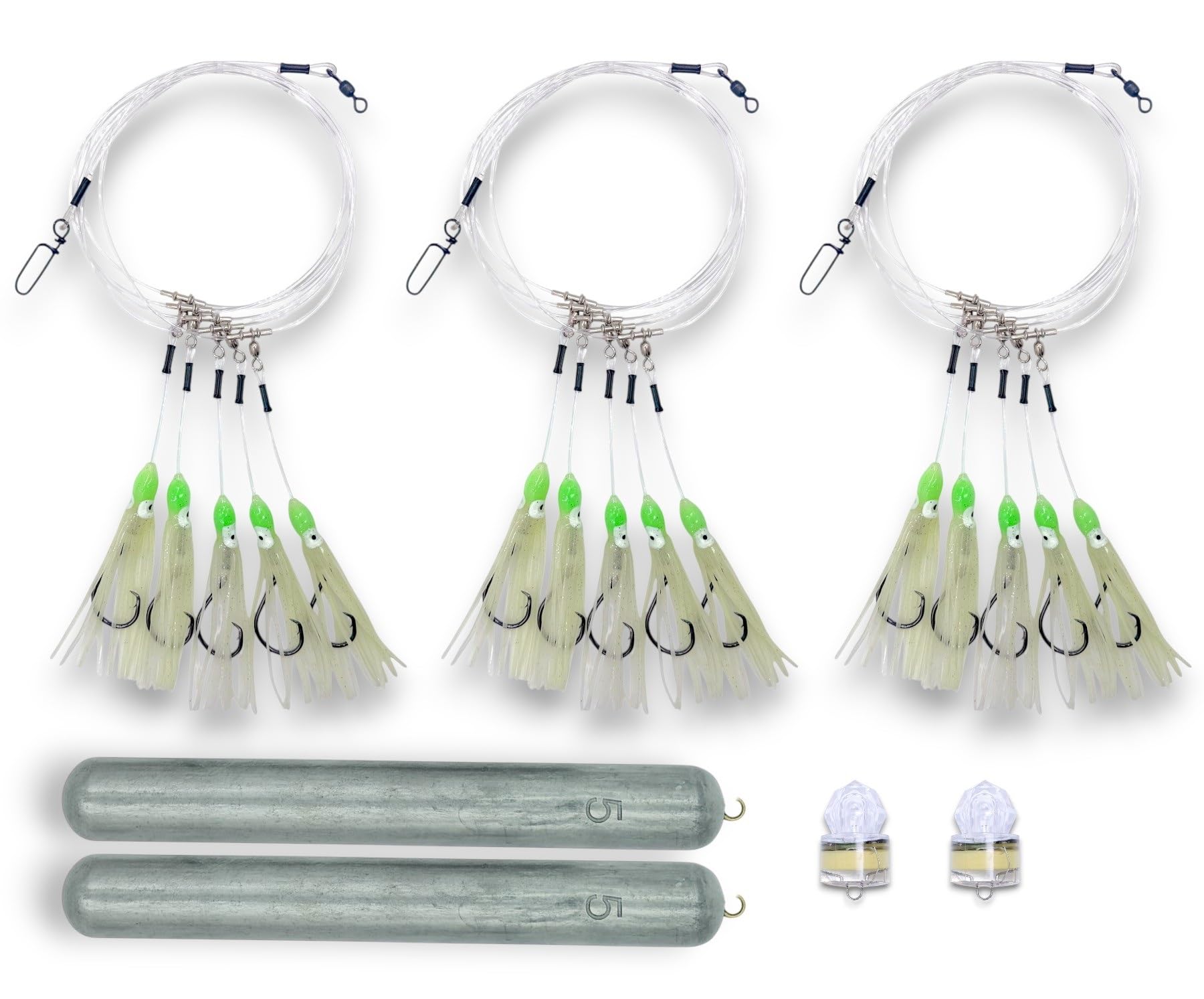 End Game Deep Drop Tilefish Rig with glow squid for deepwater bites