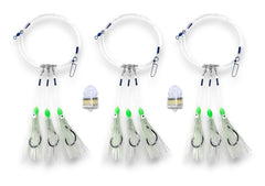 Tilefish rig 3-pack with 8/0 hooks and glow-in-the-dark squid