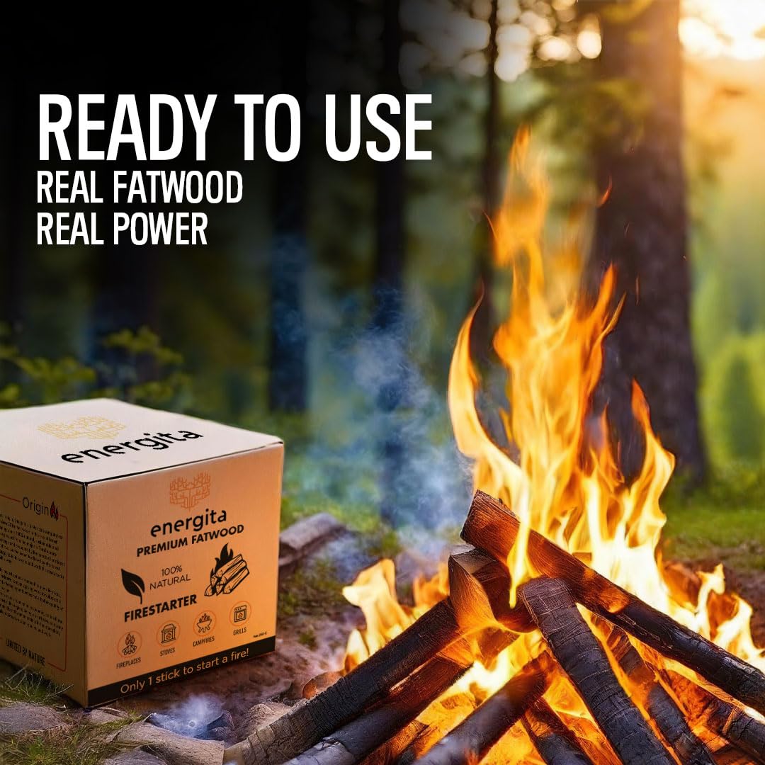 ENERGITA fatwood waterproof ignition for outdoor camping and reliable light in rain.