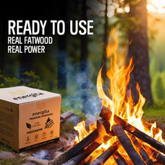 ENERGITA fatwood waterproof ignition for outdoor camping and reliable light in rain.