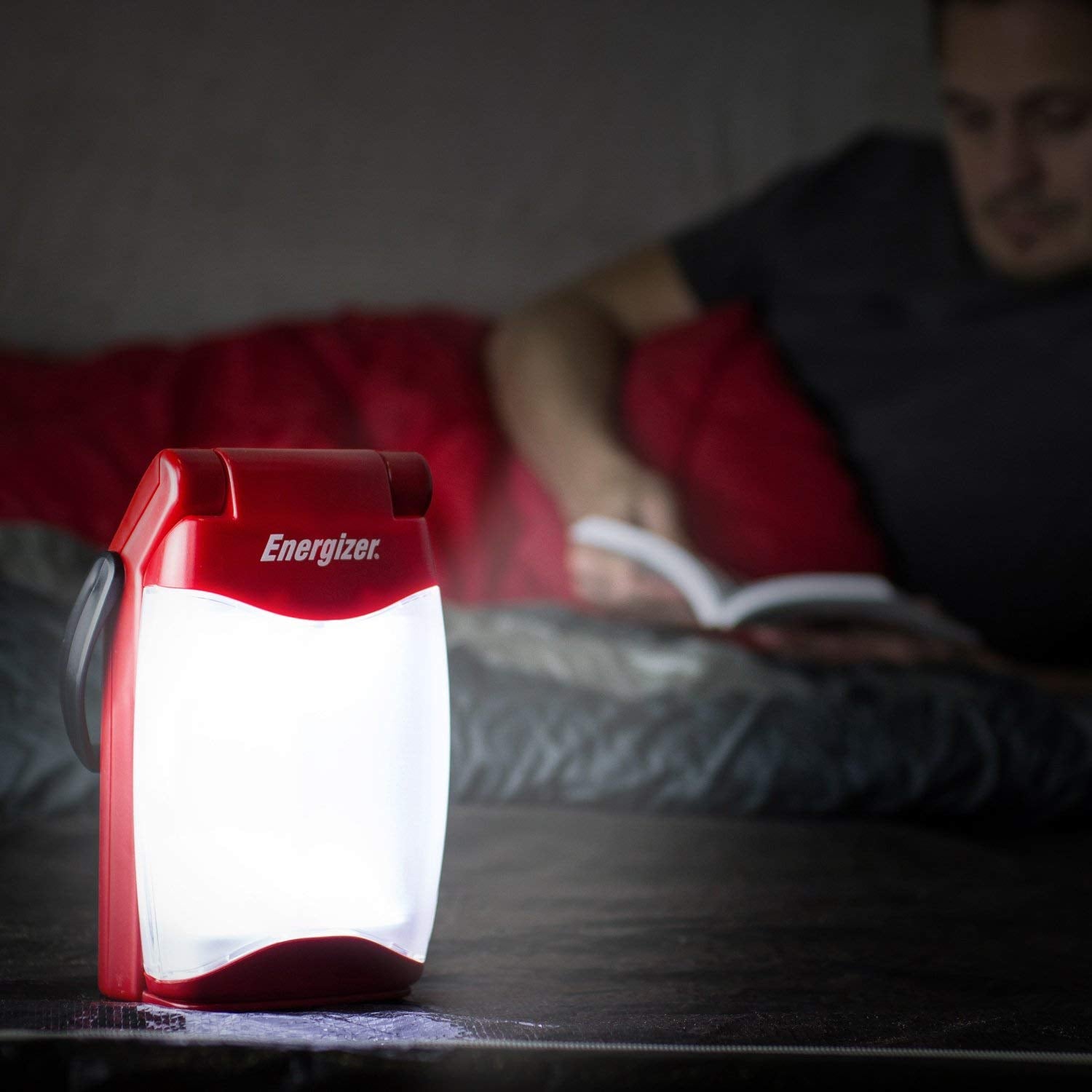 Energizer All-Weather Lantern with integrated handle for hands-free hanging outdoors.