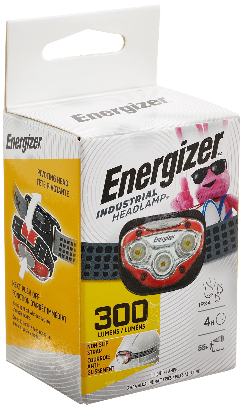 Energizer HDBIN32E headlamp beam red demonstrating 40m reach for tasks
