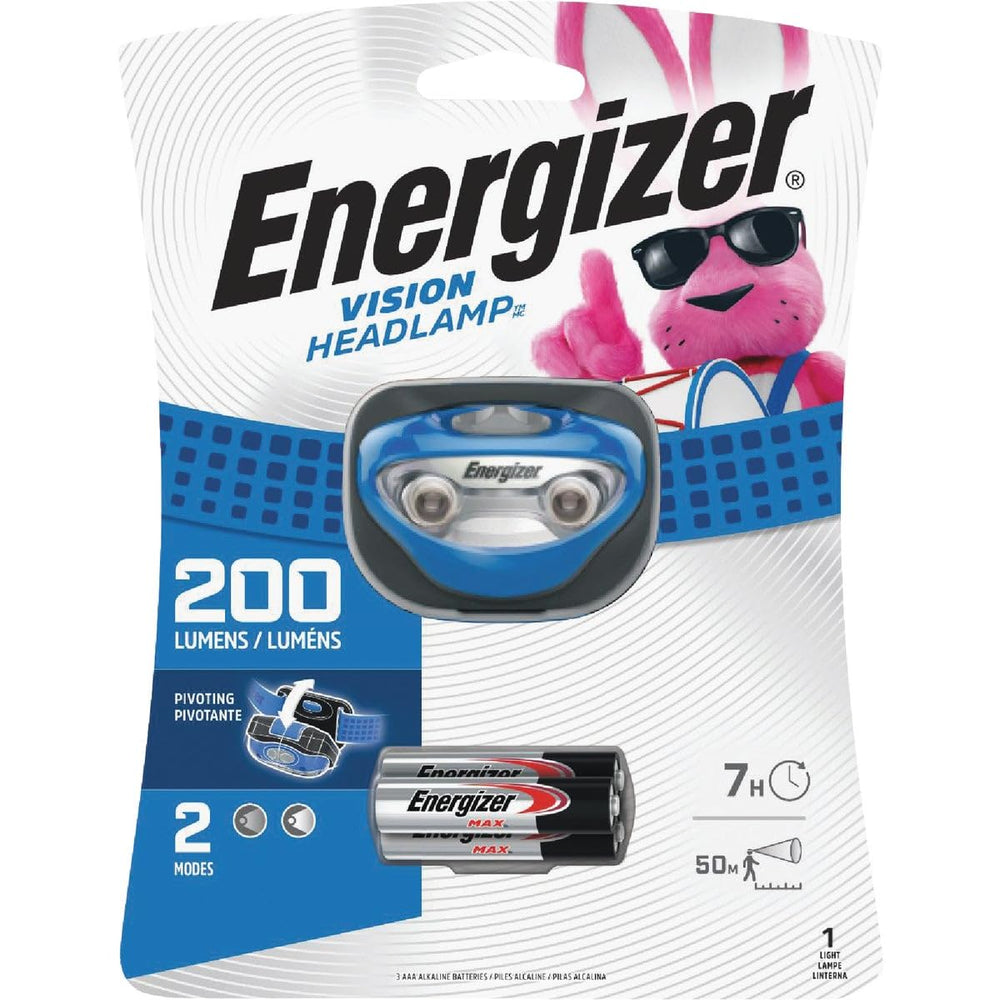 Energizer Vision Headlamp front view, compact and comfortable for hands-free lighting.