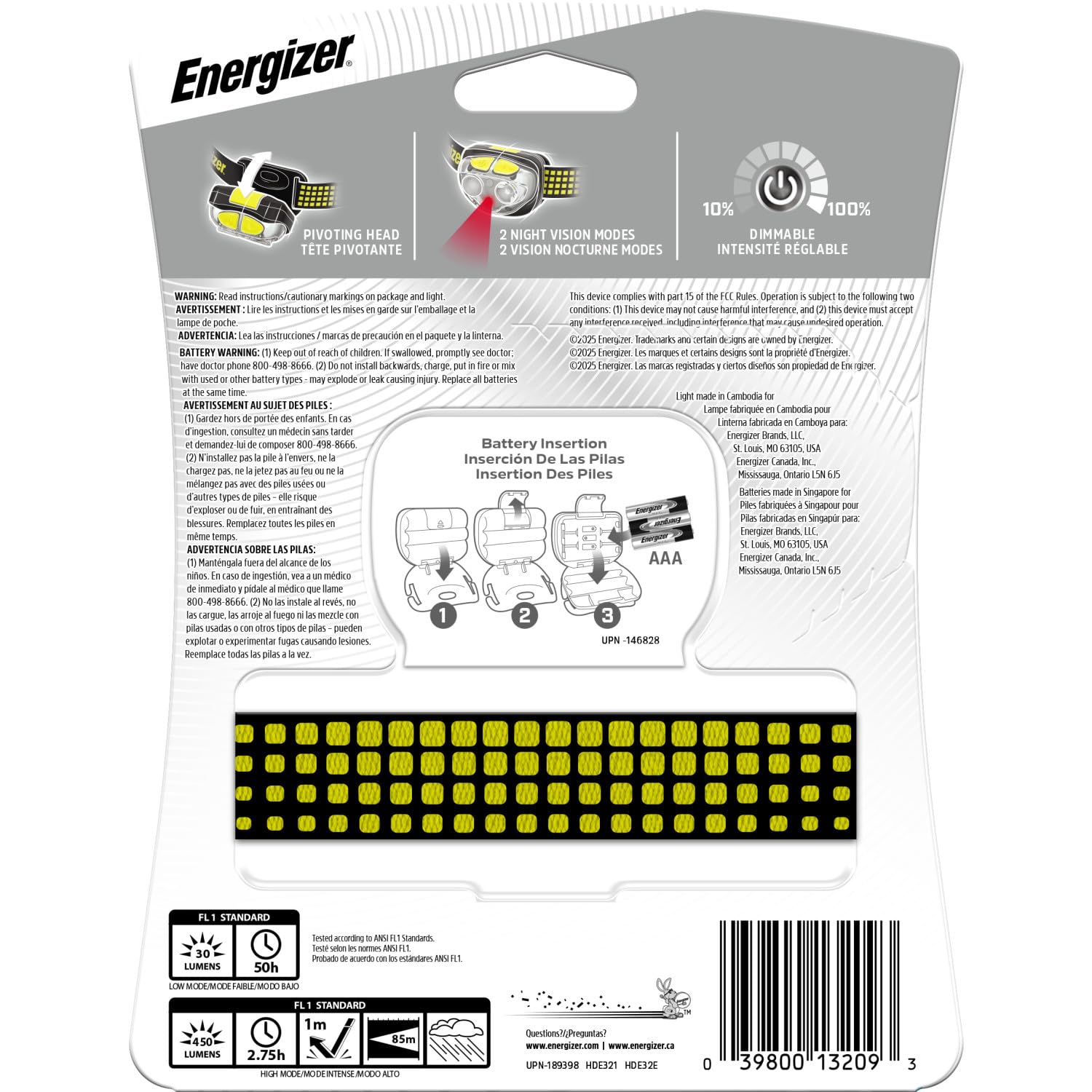 Energizer Vision headlamp batteries included for immediate use