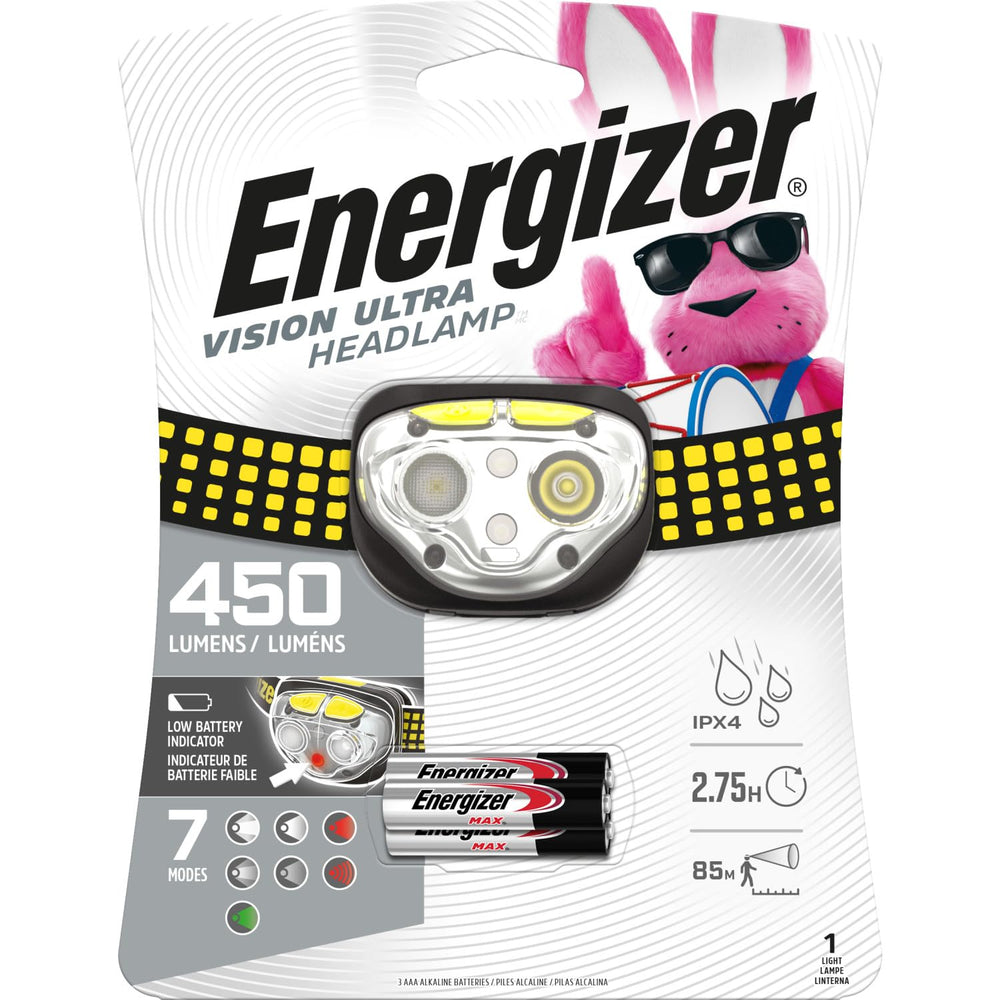 Energizer Vision headlamp IPX4 rating withstands rain and sweat