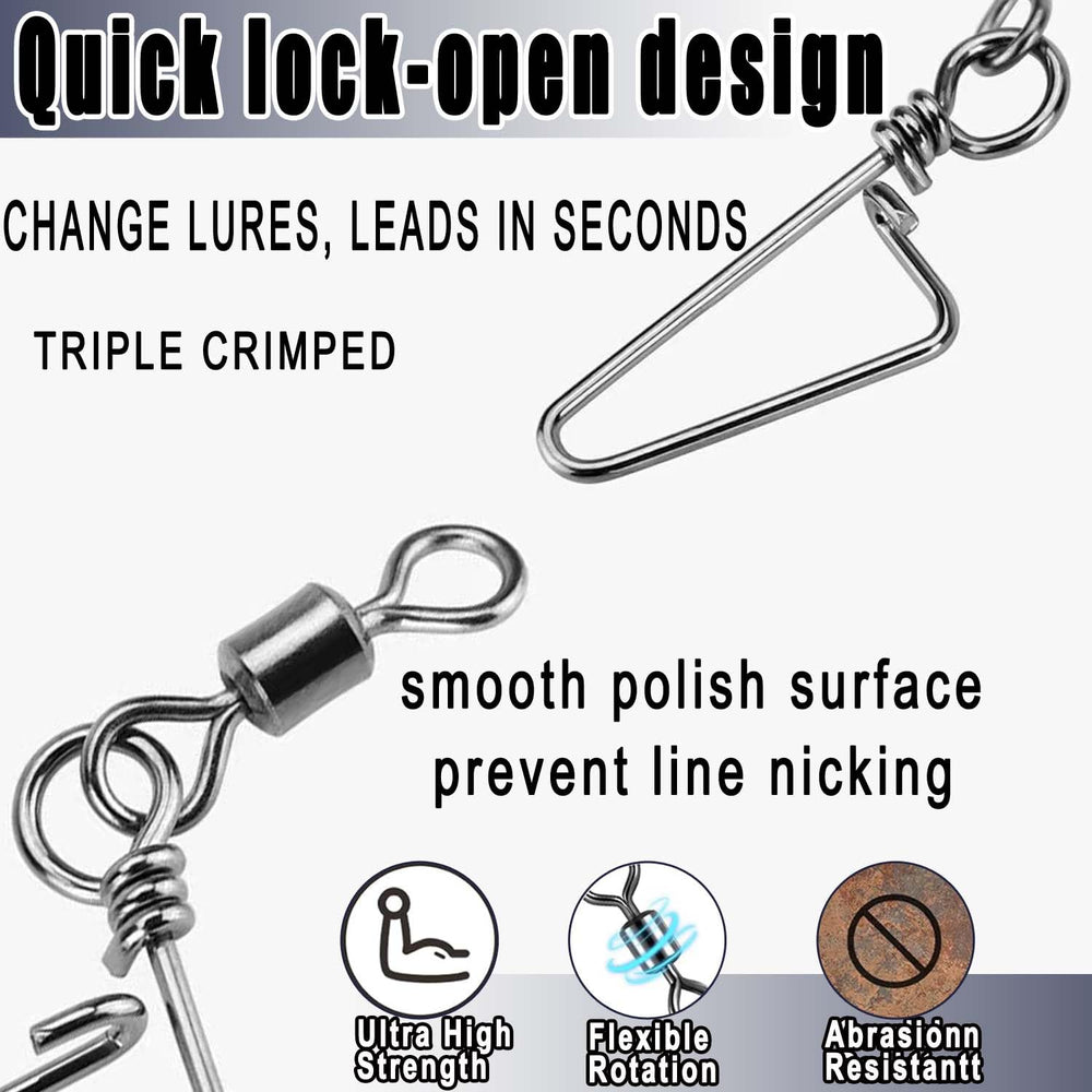 Stainless steel swivels with nickel finish