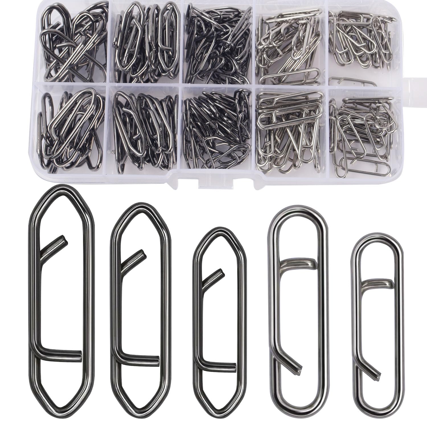 ENERHIKE 200pcs Fishing Power Clips box with assorted sizes