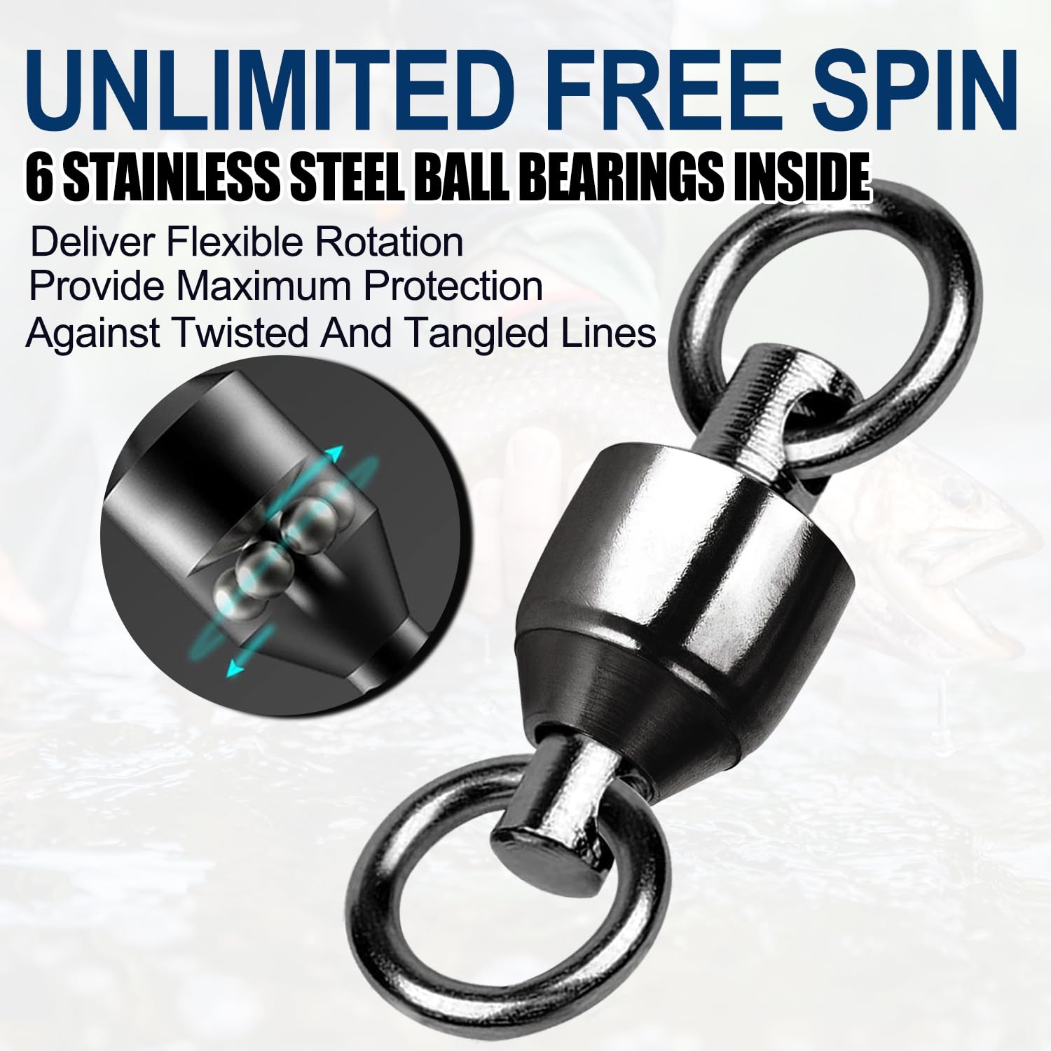 Enerhike fishing swivel in black nickel finish - size #3