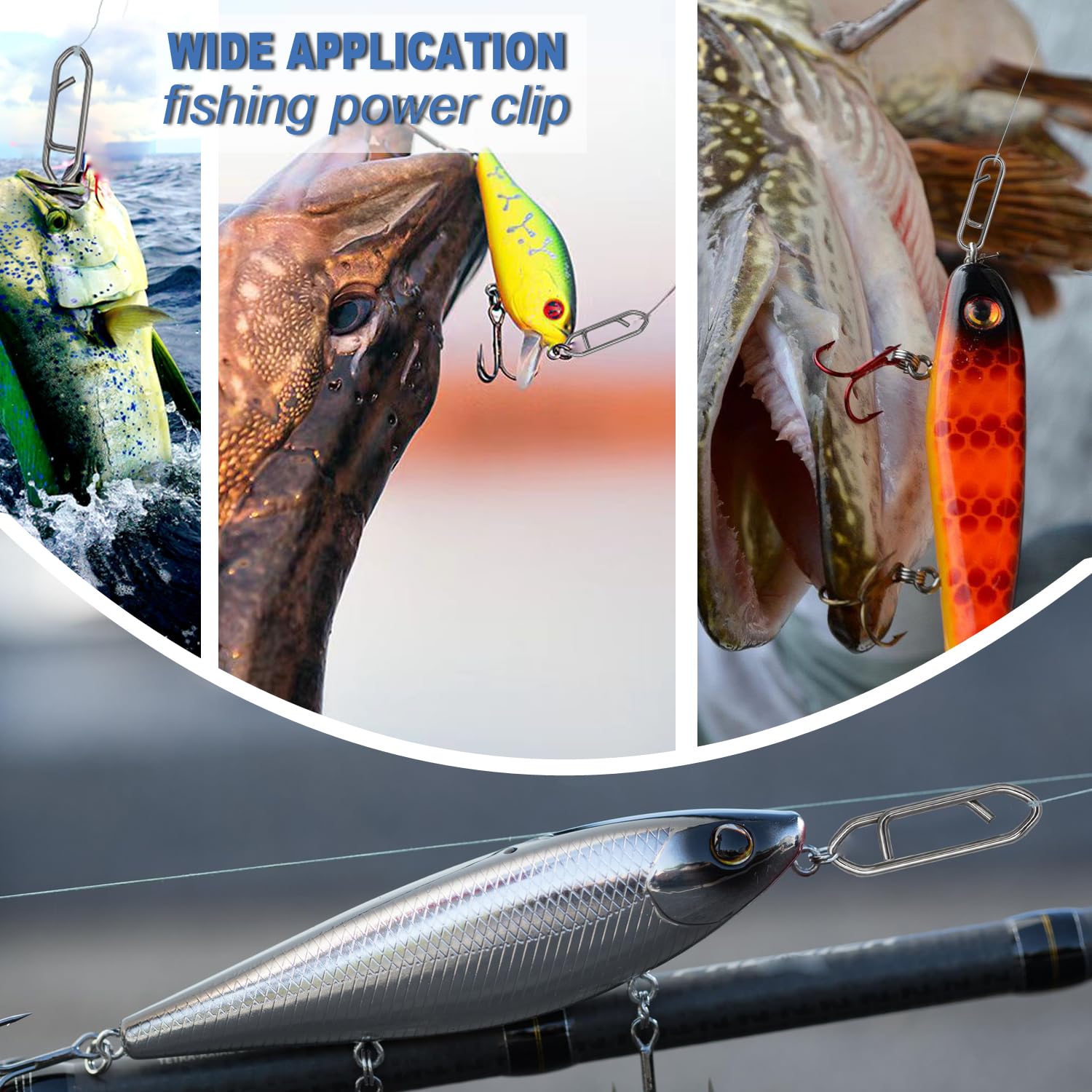 Assorted lures compatible with power clips